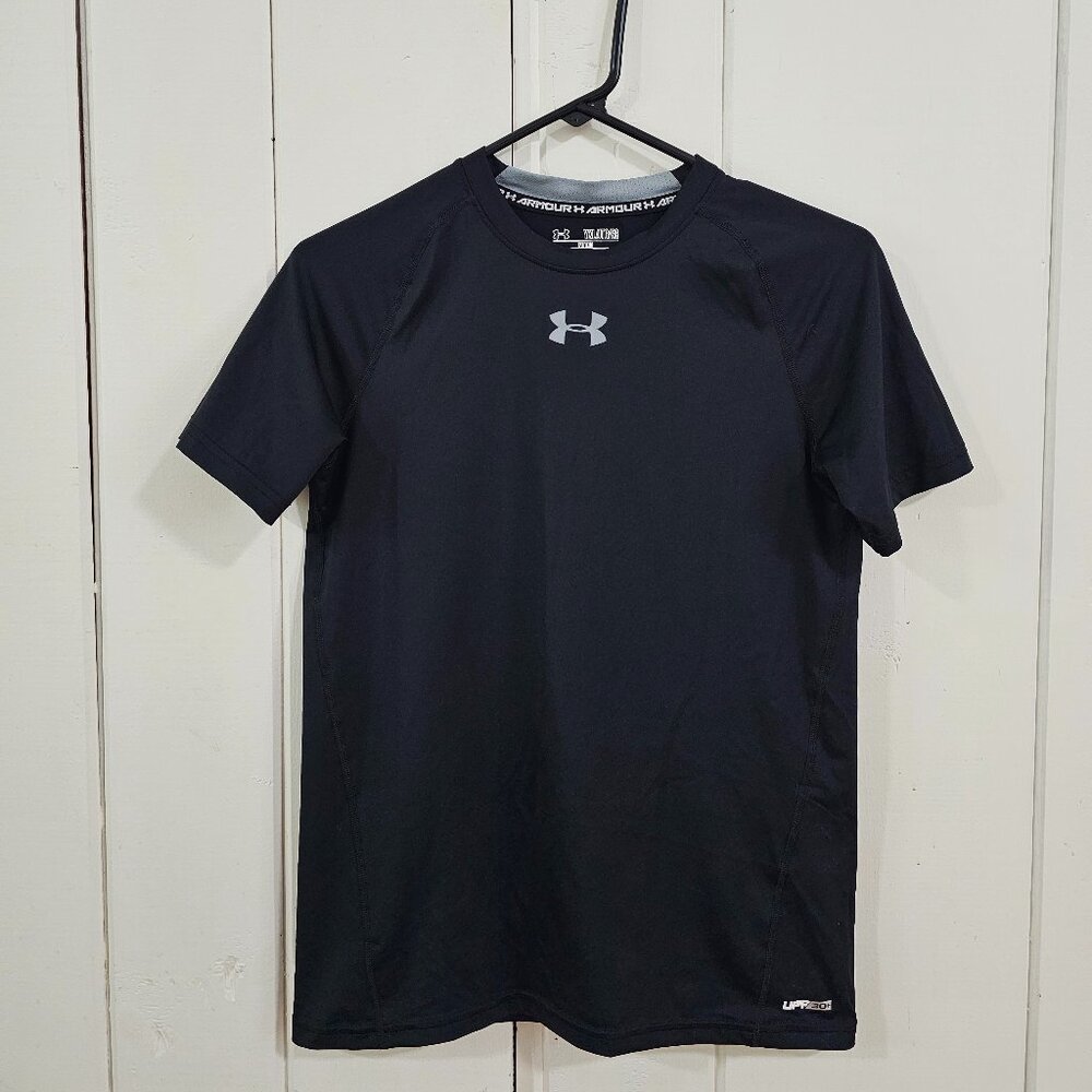 Under Armour Youth Boys Fitted UPF 30+ Black Short Sleeve Shirt Size XL
